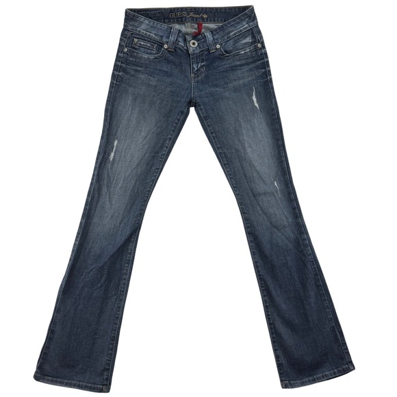 Guess Daredevil Boot Cut Jeans Embellished Pockets Dark‎ Wash Denim Size 28 - Picture 1 of 8